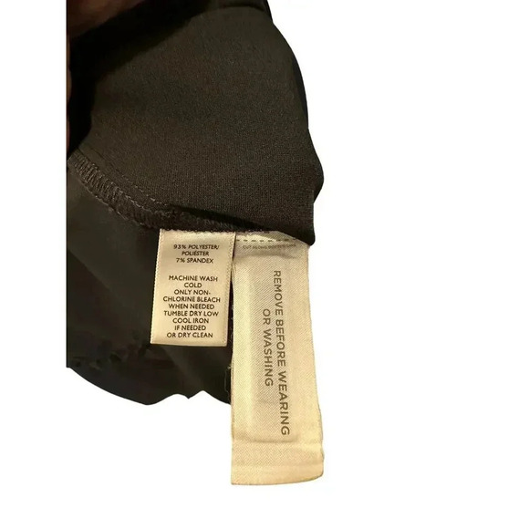 Ann Taylor LOFT Women Black Short Sleeve Crew Neck Back Zip Ruffle Dress Size M - Picture 6 of 7